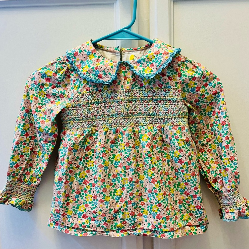 Mini Boden Multicolor Floral Long Sleeve Blouse in Classic Print